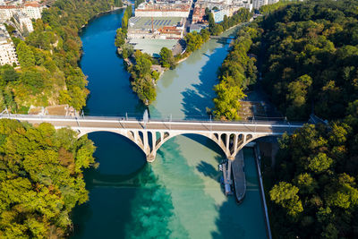 High angle view of bridge over river