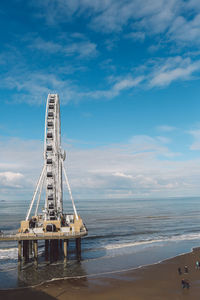 Scenic view of sea against blue sky