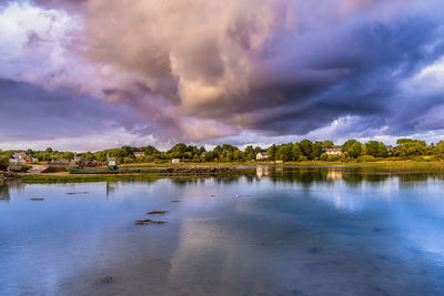 Scenic view of sea against sky in morbihan, france