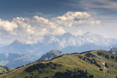 Scenic view of mountains against sky