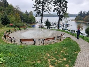 High angle view of people in park