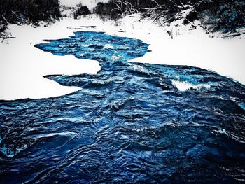 Close-up of splashing water against blue sky