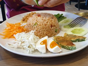 Close-up of breakfast served on table