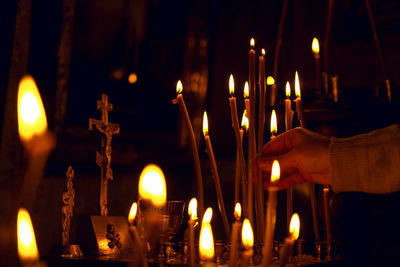 Close-up of illuminated candles