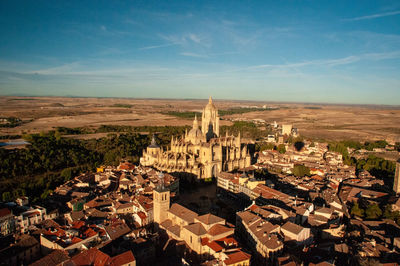 High angle view of buildings in city