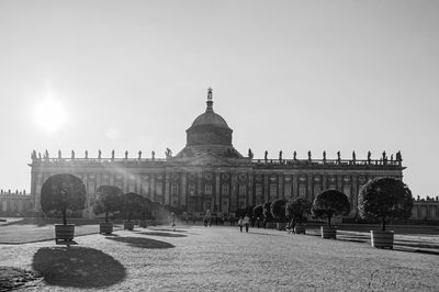 Facade of historic building against sky