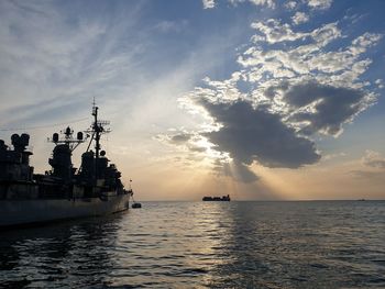 Scenic view of sea against sky at sunset