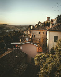 High angle view of townscape against sky