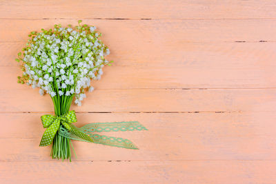 High angle view of flower bouquet on table