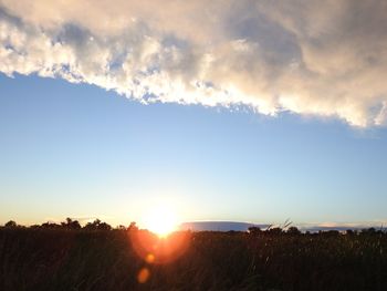 Scenic view of field against sky during sunset