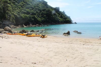 Scenic view of beach against sky