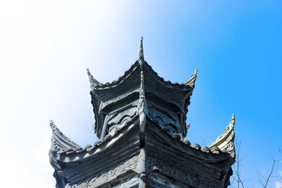 Low angle view of temple against clear sky