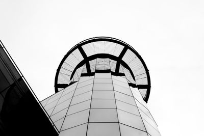 Low angle view of modern building against clear sky