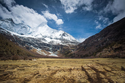 Scenic view of mountains against sky