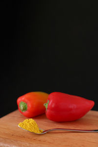 Close-up of tomatoes on cutting board