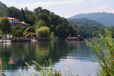 Scenic view of lake against sky