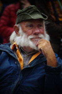 Close-up of senior man looking away