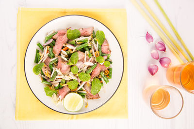 High angle view of salad in plate