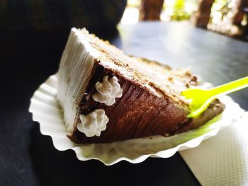 Close-up of dessert in plate on table