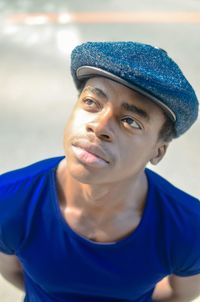 Close-up of young man looking up