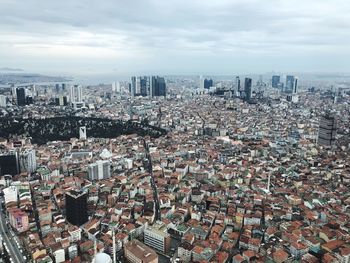 High angle view of cityscape against sky