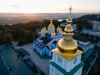 High angle view of buildings in city