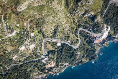 High angle view of bridge over sea