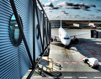 Airplane on airport runway