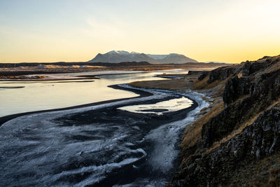 Scenic view of sea against sky during sunset