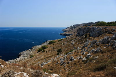 Scenic view of sea against clear sky