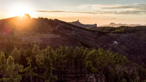 Scenic view of landscape against sky during sunset