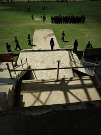 High angle view of people at park