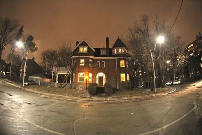 Street light in city at night