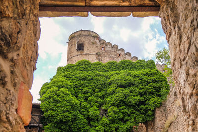 Low angle view of old ruin building