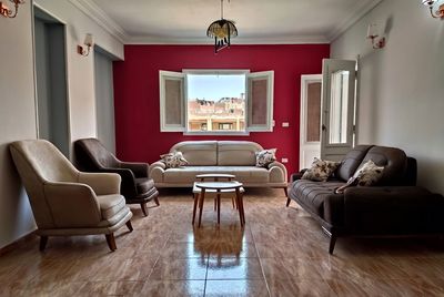 Empty chairs and tables at home