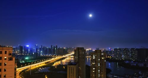 Illuminated city at night