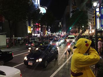 View of traffic on city street