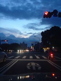 Traffic on road at night