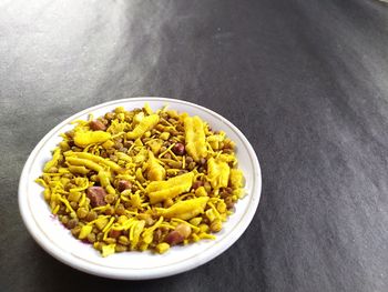 High angle view of chopped vegetables in bowl