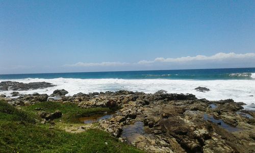 Scenic view of sea against clear sky