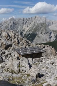 Scenic view of rocky mountains against sky