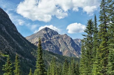 Low angle view of mountains against sky