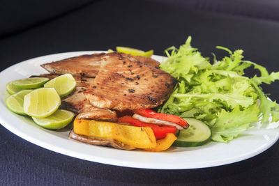 Close-up of meal served in plate