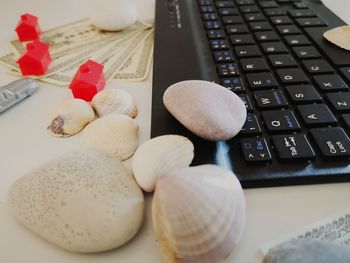 High angle view of laptop on table