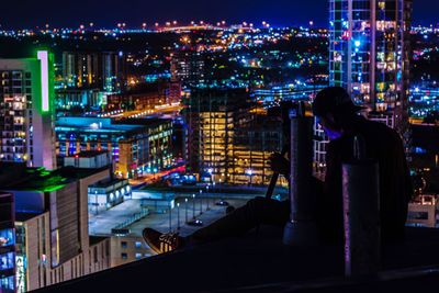 Illuminated cityscape at night