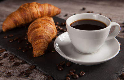 High angle view of coffee on table