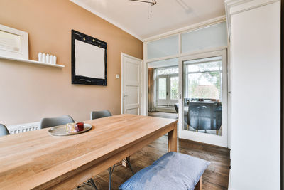 Empty chairs and table at home