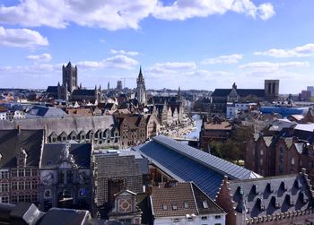 High angle view of buildings in city