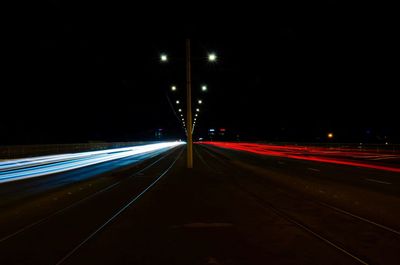 Light trails on highway at night