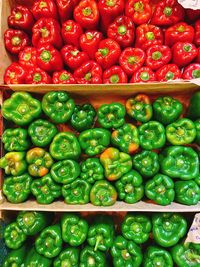 Full frame shot of bell peppers at market stall